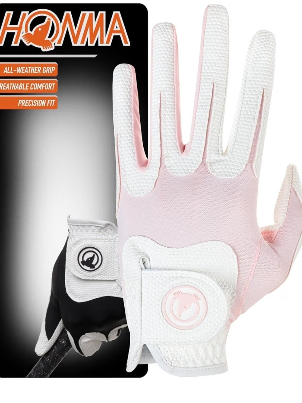 Women's Pink and White Golf Glove - Breathable All-Weather Grip